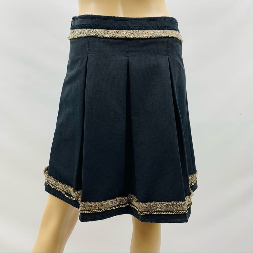 BCBGMaxAzria Kailin Black Gold Chain Pleated Skirt - Picture 6 of 7